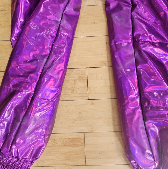 Dolls Kill Club Exx Aurora Beam Holographic Snowsuit Purple Pink - Picture 9 of 14